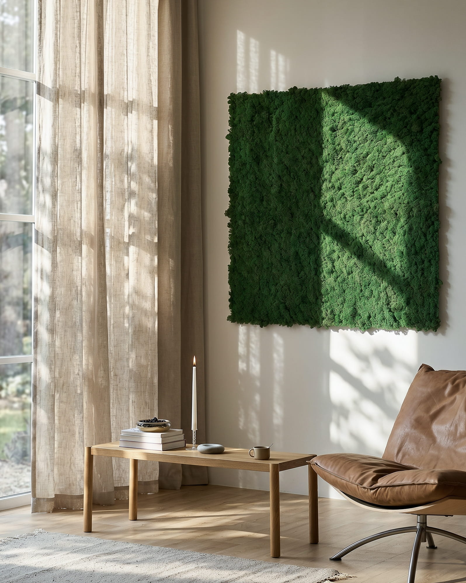 Panele akustyczne Akupixel Moss Green od WoodUpp, 60x60 cm, wnoszą do wnętrz nowoczesny, naturalny akcent; należą do nordyckiej kolekcji duńskiej marki.