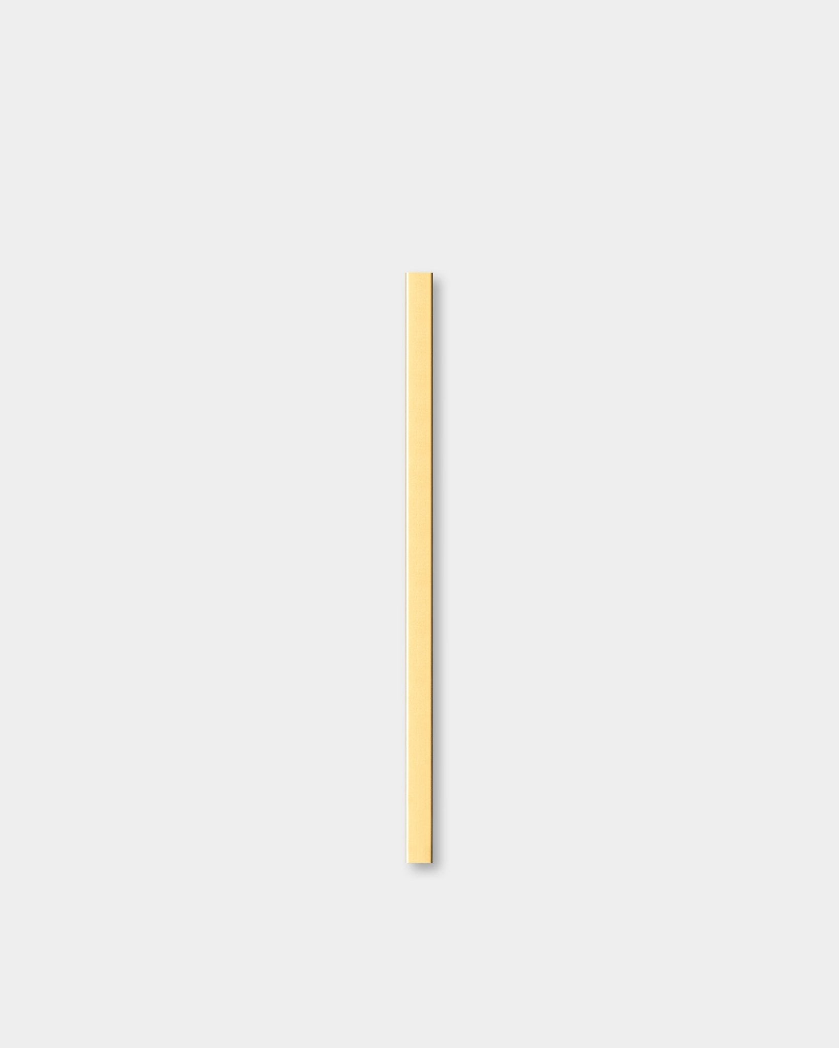 Liva | Cover w kolorze brass, 60 cm od WoodUpp, to Panel akustyczny, ustawiony pionowo na jasnoszarym tle obok dekoracyjnej listwy ściennej.